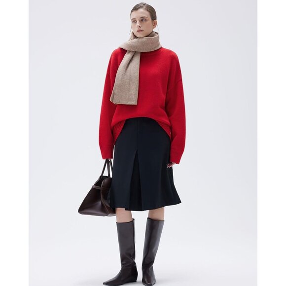 Women Cashmere Blend Oversized Crew Neck Long Sleeve Soft Warm Pullover Sweater - Picture 5 of 5